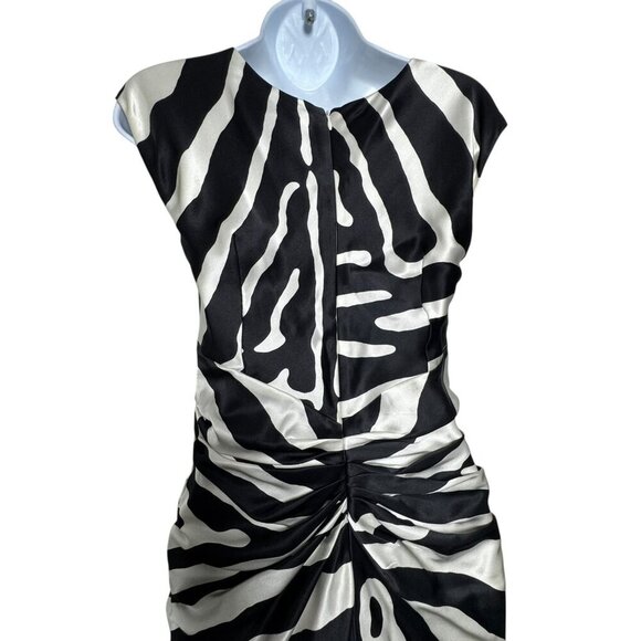 Dior designed by Galliano Black & White silk zebra print midi dress 2008 Size 2 - Picture 6 of 13